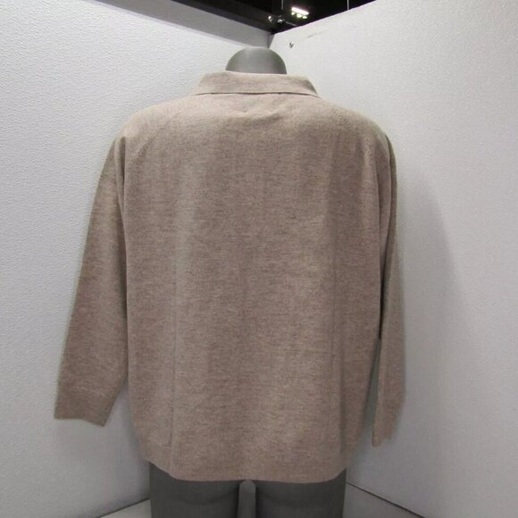 NEW FOUND Sweater Light Brown Hay Collared Knit Henley Raglan Sleeves Size L - Picture 3 of 9